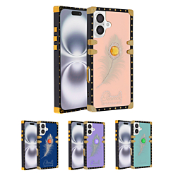 Peacock Feather Design Square Case for iPhone 16 (Only Ground Shipping)
