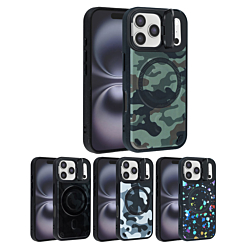 Camo Design Thin Magnetic Case with Camera Stand Kickstand for iPhone 17 Pro (Only Ground Shipping)