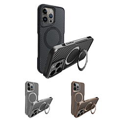 Carbon Fiber Magnetic Kickstand Case for iPhone 12 / 12 Pro (Only Ground Shipping)