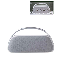 SYMPHONY Waterproof Luxe Fabric Speaker with Metal Handle - WHITE (Only Ground Shipping)
