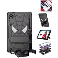 Rugged SpiderGrip Tablet Case with Kickstand & Shoulder Strap (BLACK) for Galaxy Tab A9 2023 (8.7") (X110, X115, X117) (Only Ground Shipping)
