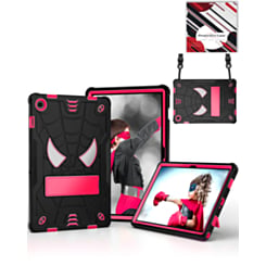 Rugged SpiderGrip Tablet Case with Kickstand & Shoulder Strap (BLACK & PINK) for Galaxy Tab A9 Plus 2023 (11") (X210, X216, X218) (Only Ground Shipping)