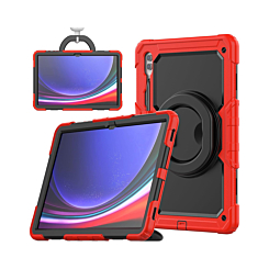 Silicone Case with 360 Folding Handle Grip - RED for Galaxy Tab S10 Ultra / S9 Ultra / S8 Ultra (14.6") (Only Ground Shipping)