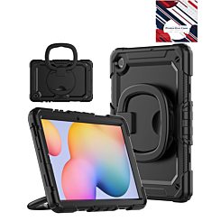 Silicone Cas with 360 Folding Handle Grip for Galaxy Tab S6 lite 10.4" - BLACK (Only Ground Shipping)