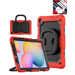 Silicone Cas with 360 Folding Handle Grip for Galaxy Tab S6 lite 10.4" - RED (Only Ground Shipping)