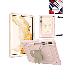 Protective Butterfly Stand Design Case - PINK for Galaxy Tab S9 / Tab S9 FE / Tab S10 FE / Tab S10 Lite (Only Ground Shipping)