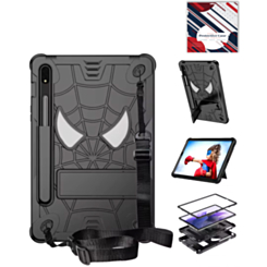 Rugged SpiderGrip Tablet Case with Kickstand & Shoulder Strap (BLACK) for Galaxy Tab S9 / Tab S9 FE / Tab S10 FE / Tab S10 Lite (Only Ground Shipping)