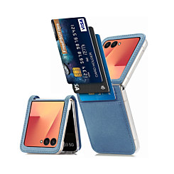 Galaxy Z Flip 7 Genuine Leather Case - BLUE (Only Ground Shipping)