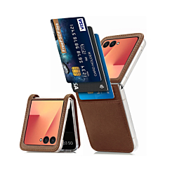 Galaxy Z Flip 7 Genuine Leather Case - BROWN (Only Ground Shipping)