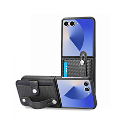 Wallet Case with Credit Card Holder Slot & Wristband - BLACK for Galaxy Z Flip 7 (Only Ground Shipping)