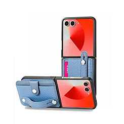 Wallet Case with Credit Card Holder Slot & Wristband - BLUE for Galaxy Z Flip 7 (Only Ground Shipping)