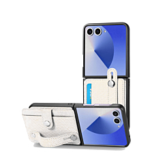 Wallet Case with Credit Card Holder Slot & Wristband -WHITE for Galaxy Z Flip 7 (Only Ground Shipping)