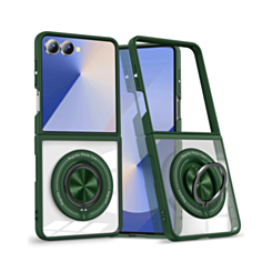 Skin Feel Transparent Case with Kickstand (GREEN) for Galaxy Z Flip 8 (Only Ground Shipping)