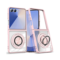 Skin Feel Transparent Case with Kickstand (PINK) for Galaxy Z Flip 8 (Only Ground Shipping)