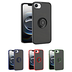 Hard PC Rear / Soft TPU Colorful Border Case with I-ring Holder for iPhone 16e / 17e (Only Ground Shipping)
