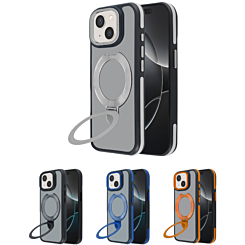 Matte Transparent Case with Wireless Charging Kickstand for iPhone 15 Plus (Only Ground Shipping)