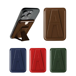 A Design Leather Magnetic Card Wallet Holder with Stand