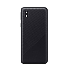 Back Glass with Camera Lens and Adhesive for Galaxy A01 Core (A013 / 2020) (NO LOGO) (BLACK)