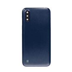 Back Glass with Camera Lens and Adhesive for Galaxy A01 (A015 / 2020) (NO LOGO) (BLUE)