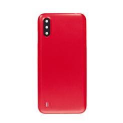 Back Glass with Camera Lens and Adhesive for Galaxy A01 (A015 / 2020) (NO LOGO) (RED)