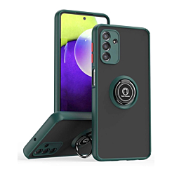 Galaxy A03s Hard PC Rear / Soft TPU Colorful Border Case with I-ring Holder - DARK GREEN (Only Ground Shipping)