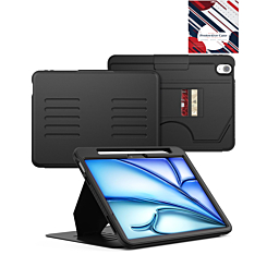 Magnetic Multi-Layers Protective Case with Pen Holder - BLACK for iPad Air 11 / 2024 / Air 4 / Air 5 / Pro 11 (1st / 2nd / 3rd / 4th) (Only Ground Shipping)