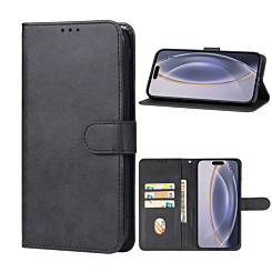 Leather Wallet Case - BLACK for Galaxy A12 (Only Ground Shipping)