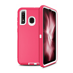 Heavy Duty Case for Galaxy A50s / A50 / A30s / A30 / A20 (HOT PINK & WHITE) (Only Ground Shipping)