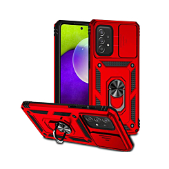 Galaxy A25 5G Dual Layers Hybrid Case with Metal Ring And Camera Protector - RED (Only Ground Shipping)