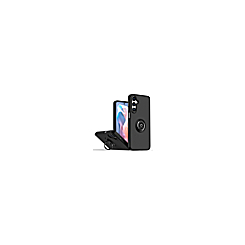 Hard PC Rear / Soft TPU Colorful Border Case with I-ring Holder - BLACK for Galaxy A26 (Only Ground Shipping)