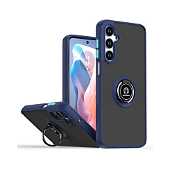 Hard PC Rear / Soft TPU Colorful Border Case with I-ring Holder - NAVY BLUE for Galaxy A26 (Only Ground Shipping)