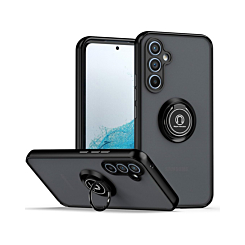 Galaxy A35 5G Hard PC Rear / Soft TPU Colorful Border Case with I-ring Holder - BLACK (Only Ground Shipping)