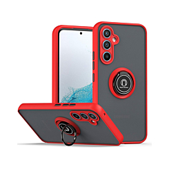 Galaxy A35 5G Hard PC Rear / Soft TPU Colorful Border Case with I-ring Holder - RED (Only Ground Shipping)