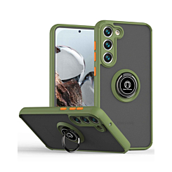 Galaxy A54 5G Hard PC Rear / Soft TPU Colorful Border Case with I-ring Holder - DARK GREEN (Only Ground Shipping)