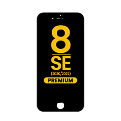 Purchase the black LCD assembly with steel plate for iPhone 8, SE 2020, and SE 2022 – premium LG.