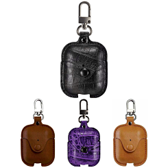 AirPods 1/2 ShockProof Carrying Leather Protective Case with Keychain