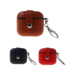 AirPods 3 Hard Leather Case with Metal Hook