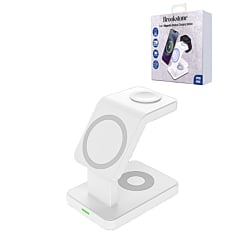 Brookstone (3in1) Magsafe Wireless Charging Station (15W) - WHITE (Only Ground Shipping)