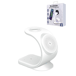 Brookstone (3in1) Curved Wireless Charging Station (15W) - WHITE (Only Ground Shipping)