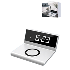 Brookstone Alarm Clock Wireless Charging (10W) (WHITE) (Only Ground Shipping)