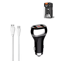 LDNIO C2 Dual USB-A Car Charger with USB A-C Charging Cable (3ft) (36W) (Only Ground Shipping)
