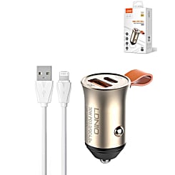 LDNIO C509Q PD QC4.0 Dual USB A+C Car Charger with USB A-L Non-MFI Cable (3ft) (18W) (Only Ground Shipping)