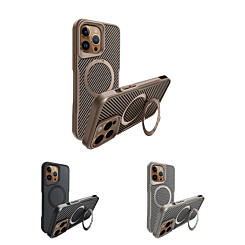 Carbon Fiber Magnetic Kickstand Case for iPhone 15 Pro Max (Only Ground Shipping)
