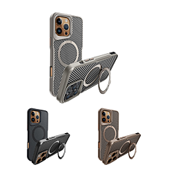 Carbon Fiber Magnetic Kickstand Case for iPhone 16 Pro (Only Ground Shipping)
