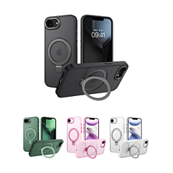 Carbon Wireless Charging Case with Ring Stand for iPhone 16e / 17e (Only Ground Shipping)