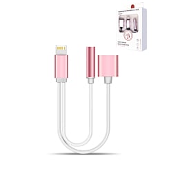 2in1 USB-L Charging and Data &3.5mm Headphone Jack Adapter (ROSE GOLD) (Only Ground Shipping)