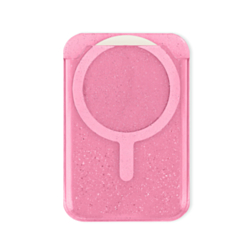 Clear Glitter Design Magnetic Card Holder (PINK) (Only Ground Shipping)