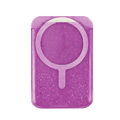 Clear Glitter Design Magnetic Card Holder (PURPLE) (Only Ground Shipping)