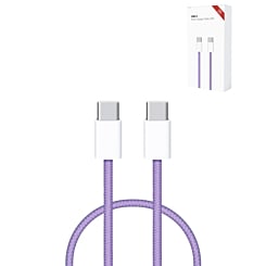 Shop the 3 ft 60W USB-C to USB-C fast charging cable for iPhone 16, iPhone 15, and iPad series in purple.