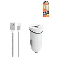 USB A Car Charger with USB A-C Charging Cable (3ft) (12W) (Only Ground Shipping)